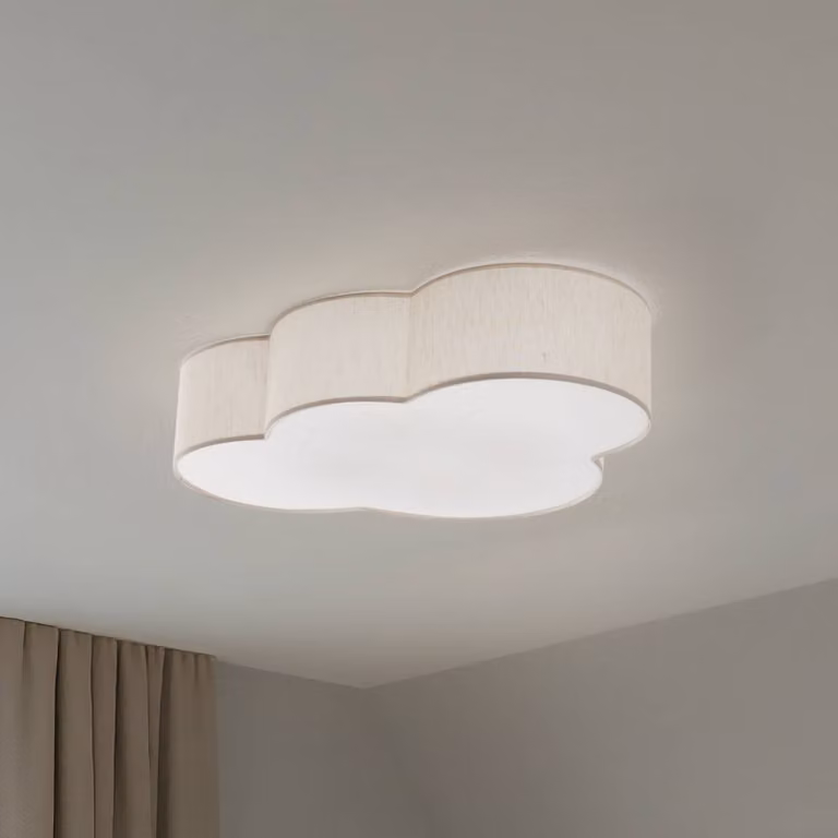 TK Lighting Cloud Linen Plafondlamp Beige/Wit Dimbaar