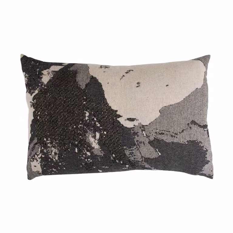 AYTM Floreo kussen zwart-beige met grafisch design B: 60 cm, H: 40 cm