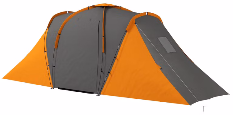 Outsunny tunnel tent voor 4 personen met 2 slaapkamers en leefruimte