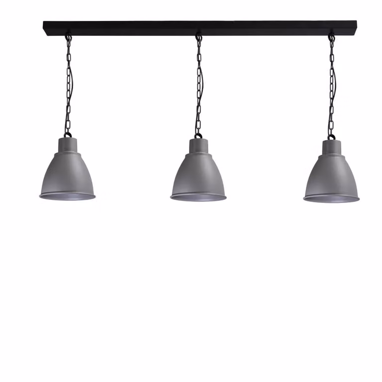 Masterlight Industria hanglamp voor eettafel - 3-lichts - zwart en betongrijs - E27