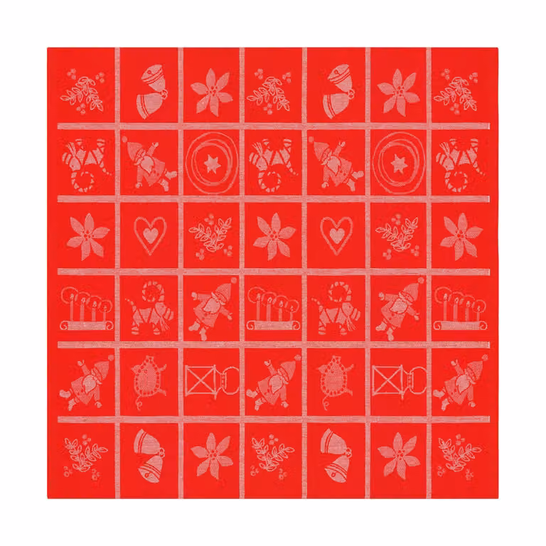 Ekelund Linneväveri Adventruta tafelkleed Rood B/D: 80 x 80 cm