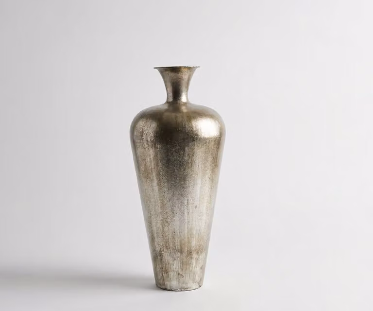 DELIFE Vaas Marvella Handgemaakt Metaal Platin Aurum B: 27 cm, D: 27 cm, H: 64 cm