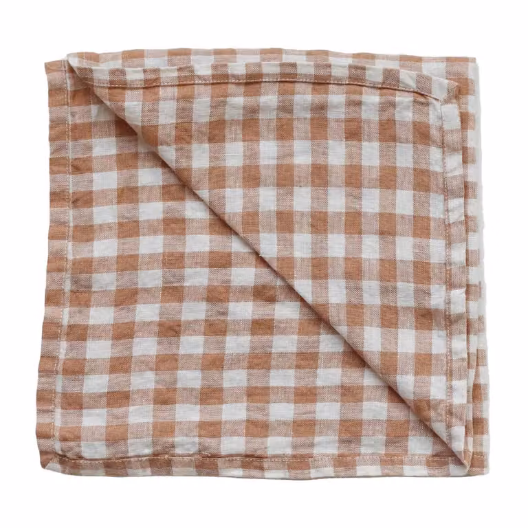 Tell Me More Gingham linnen servet geruit Biscuit 45 x 45 cm