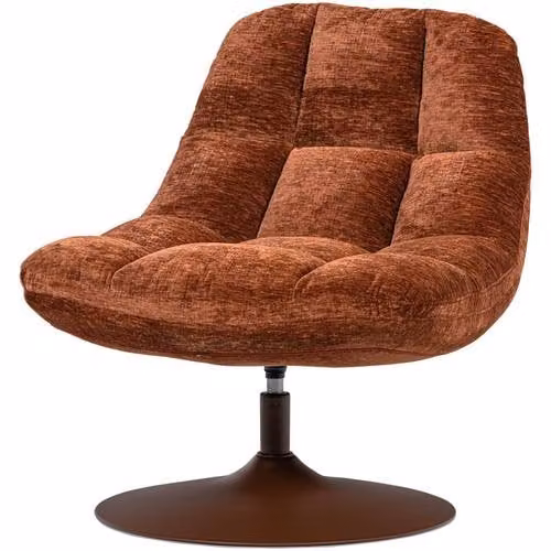 WOOOD Elvi Draaifauteuil - Chenille Structuur - Bruin - B: 81 cm, D: 73 cm, H: 84 cm