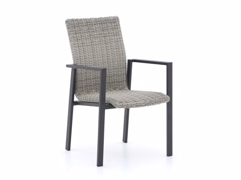 Manifesto Villongo Dining tuinstoel met armleuningen - Grijs - Wicker en Aluminium