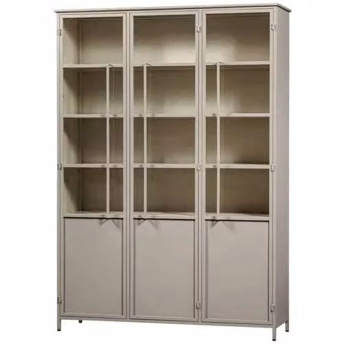 WOOOD Exhibit 3-deurs Vitrinekast XL - Metaal - Zwart - H 200 x B 140 x D 40 cm