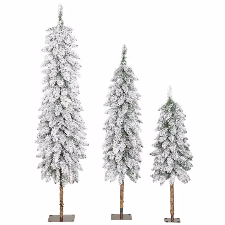 HOMCOM 3-delige set besneeuwde kunstkerstbomen, vlamvertragend, groen/wit, Hoogte: 90 cm, 120 cm en 150 cm