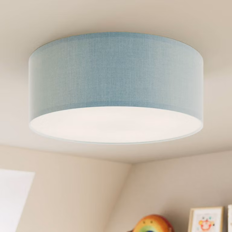 TK Lighting Plafondlamp Rondo Kids, Modern, Blauw/Wit, Textiel, Dimbaar