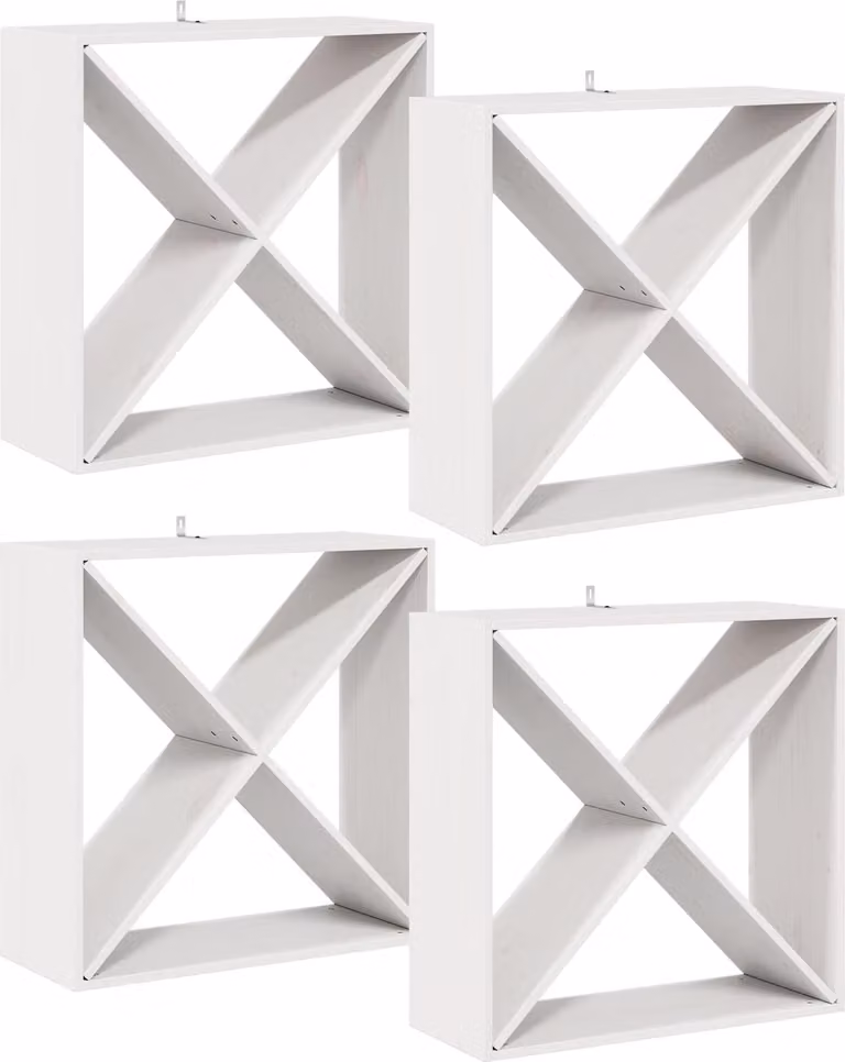 vidaXL Wijnrek, 4 stuks, wit, massief dennenhout, B/D/H: 62 x 25 x 62 cm