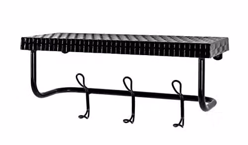 HAKU Wandkapstok met plank en 3 haken, Matzwart staal, B: 42 cm, H: 19 cm, D: 16 cm