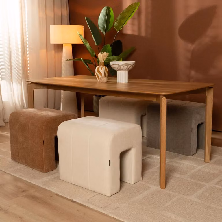 Modulaire hocker Seth chenille off white