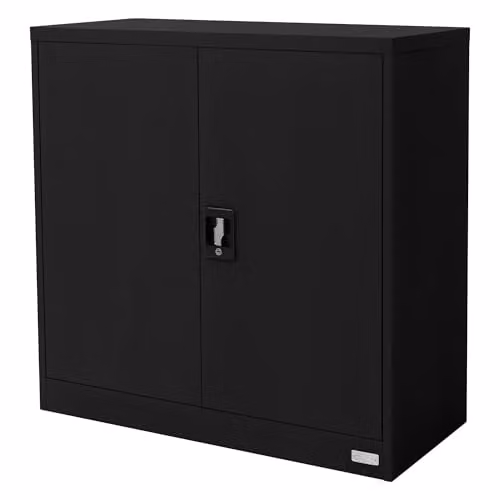 ML-Design Afsluitbare archiefkast in zwart staal met 2 deuren en 2 verstelbare planken, B/D/H: 90 x 40 x 90 cm