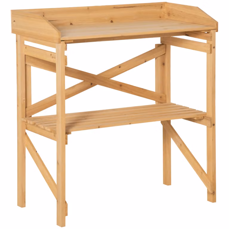 Outsunny plantentafel in natuurlijke houtkleur, B/D/H: 80 x 40 x 84 cm