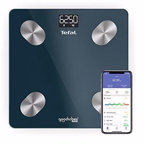 Tefal Smart Personal Weegschaal BM9620S1, Capaciteit 180 kg, Nauwkeurigheid 100 g