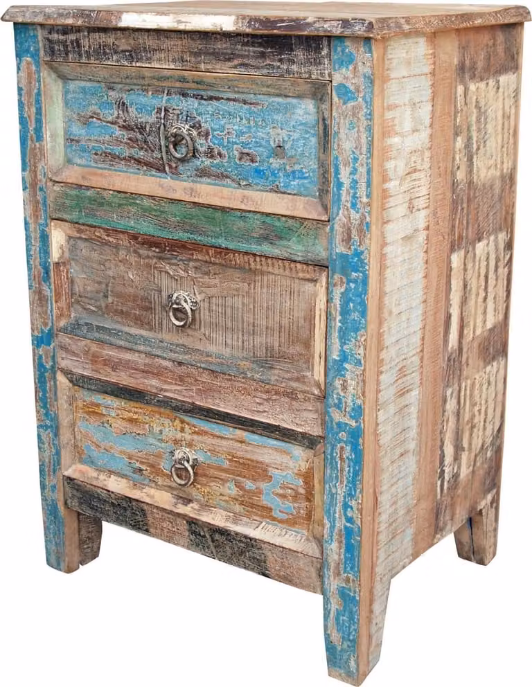 Antieke houten ladekast in bruin voor de slaapkamer of woonkamer - B/D/H: 79 x 54 x 42 cm