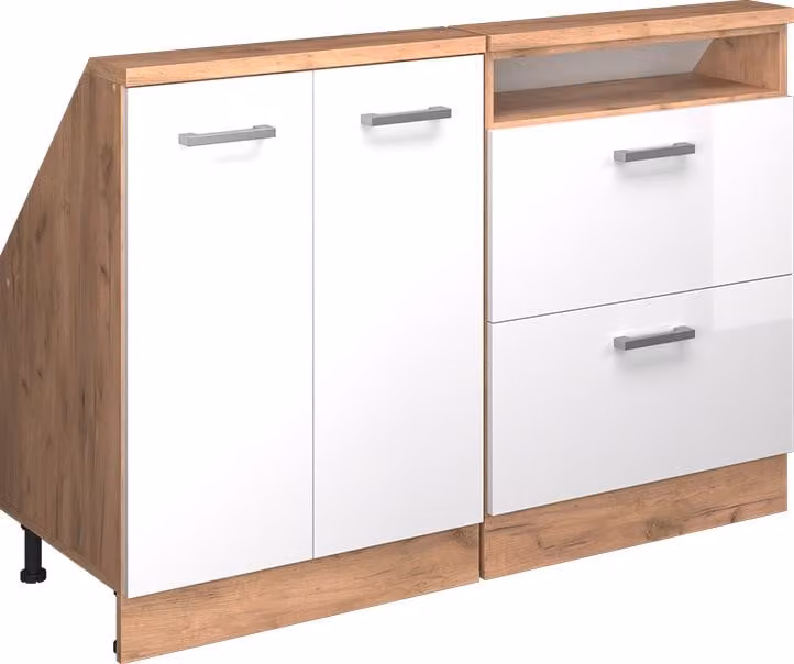 Vicco R-Line Keukenkast voor schuine wand Wit Hoogglans Set van 2 Model 58116