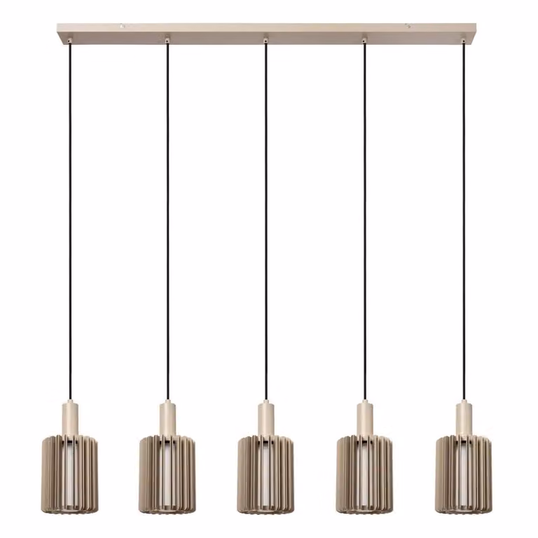 Lucide Lambres Hanglamp - Beige - 5x E27 - Modern en Hoogteverstelbaar