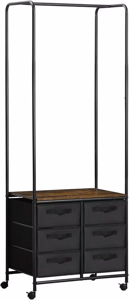 Industriële kledingkast met laden en deuren in metaal en hout, B/D/H: 635 x 40 x 172,5 cm