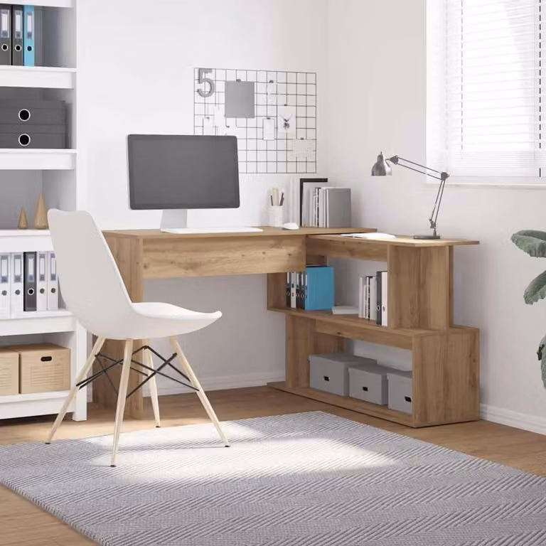 Draaibaar Hoekbureau Artisan Eiken - Werktafel voor Thuiswerken - B/D/H: 200 x 50 x 76 cm