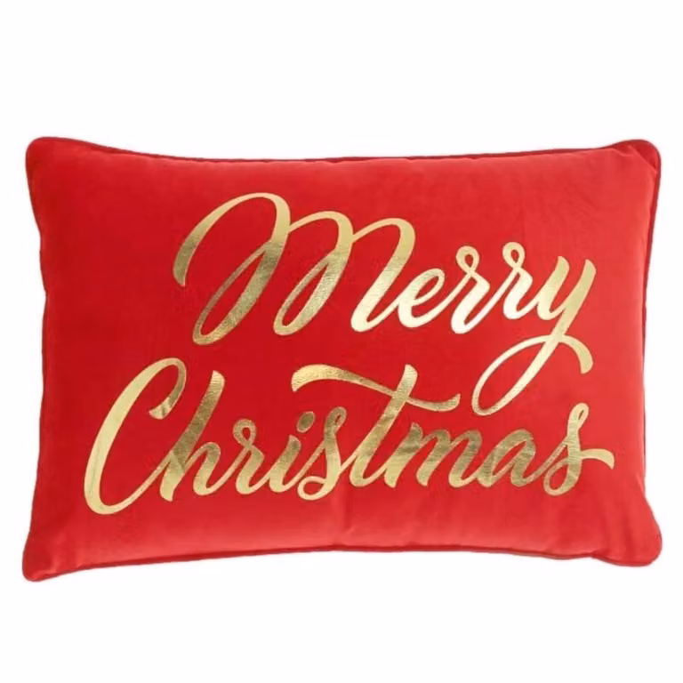 Unique Living kussen Merry Christmas rood / goud, 60 x 40 cm