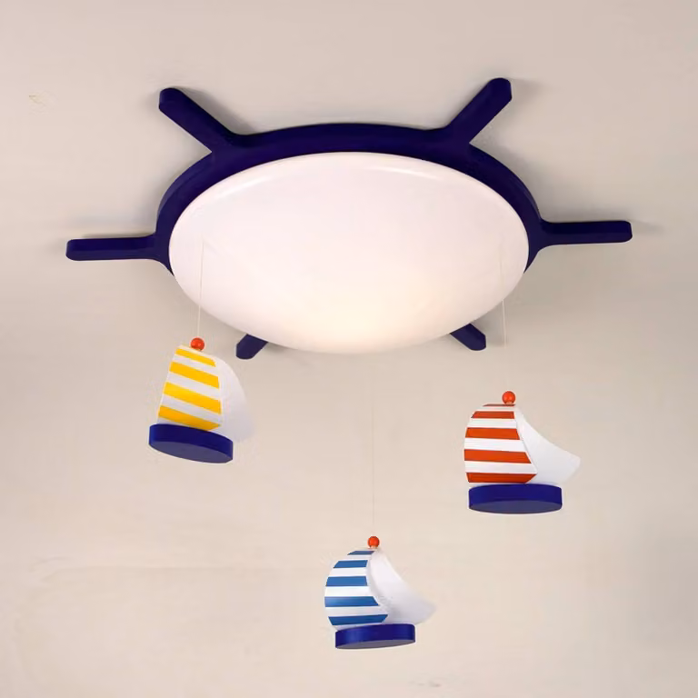 Niermann Standby 633 plafondlamp zeilschepen en stuurwiel, multicolor, B/D/H: 52 x 52 x 8 cm