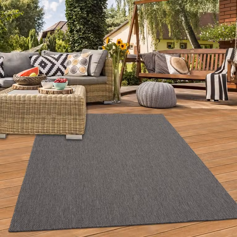 Teppich-Traum Modern Sisal Vloerkleed Antraciet B/D: 140 x 200 cm