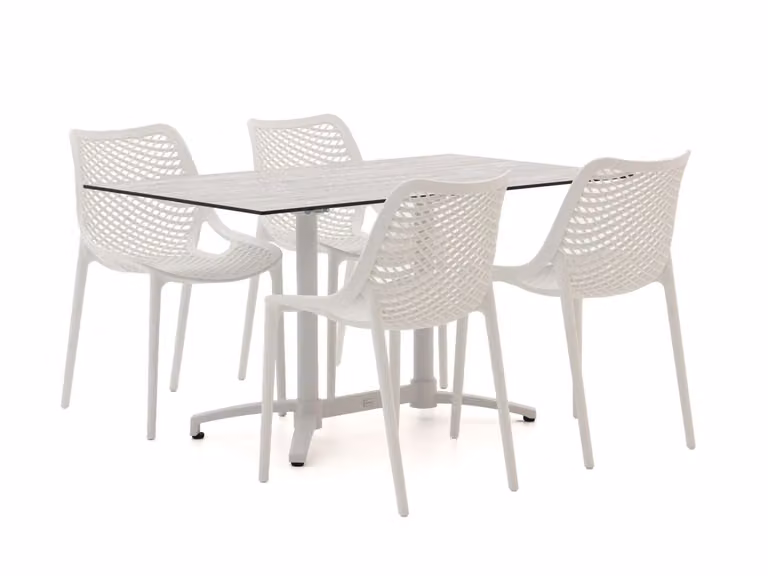 Forza Furniture Diningset Forza voor 4 personen, kunststof en gepoedercoat aluminium, modern en stapelbaar