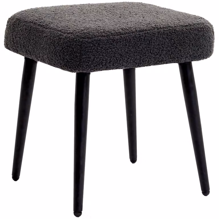 HOMCOM Luxe kruk en voetensteun met gepolsterde zit en stalen poten, donkergrijs, B/D/H: 42 x 42 x 47 cm