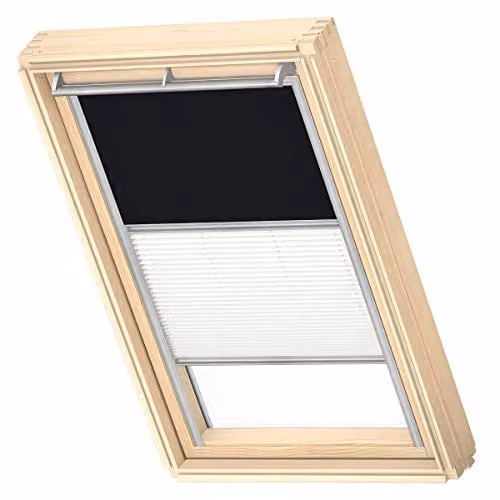 VELUX Verduisterend Rolgordijn Plissé met grijze geleiders, zwart, UK08