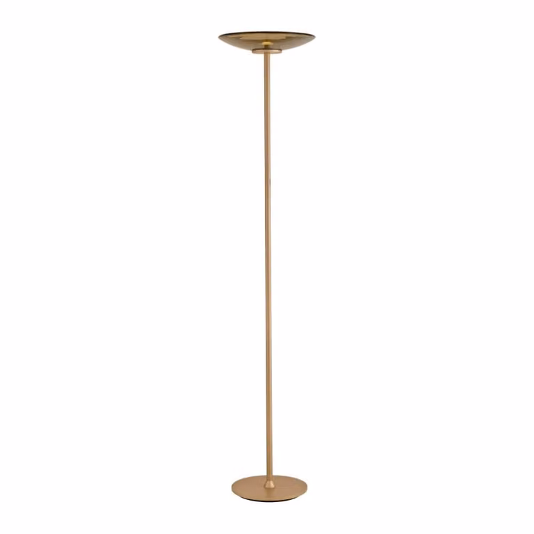Paul Neuhaus Pure Moon LED vloerlamp met amberkleurig glas en brons aluminium design