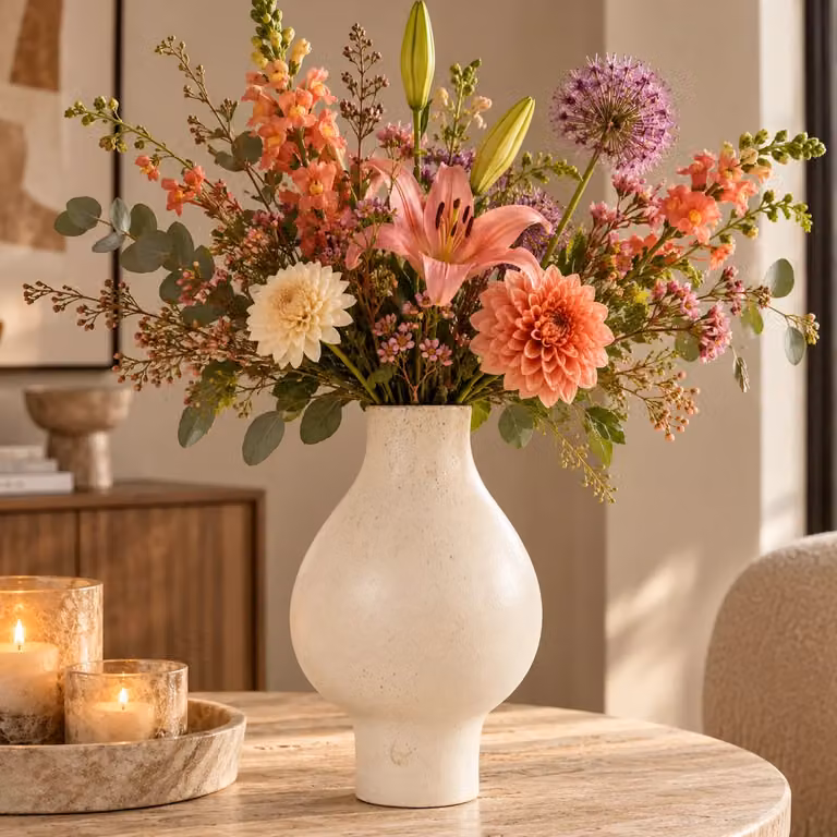 Light en Living Vaas ZAROTI Keramiek Beige/Wit B: 24 cm, H: 40,5 cm