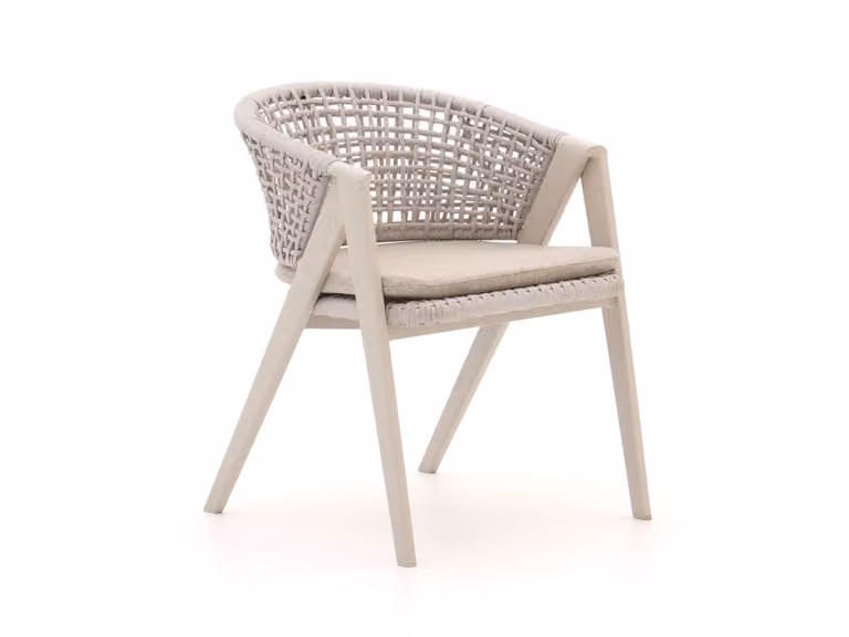 Manifesto Valsecca Dining tuinstoel met armleuningen, beige wicker en aluminium frame