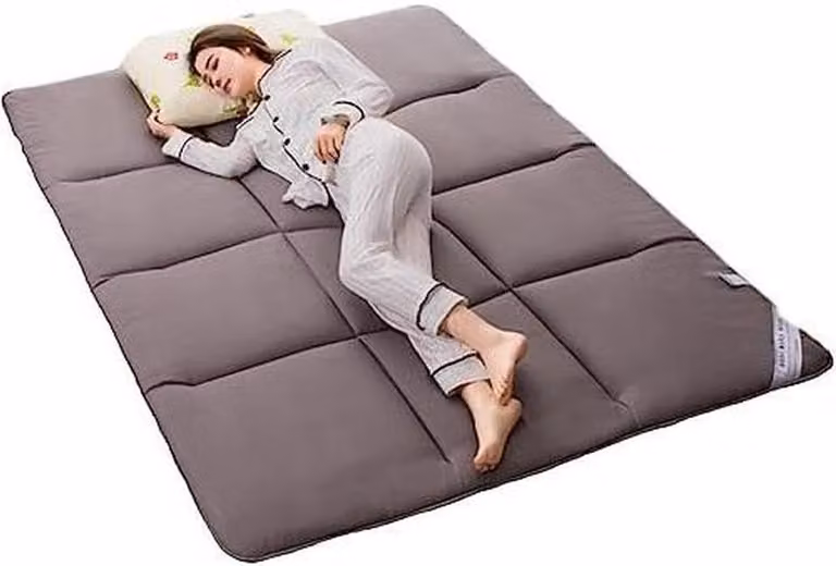 Grijs Futon Matras van Ademend Katoen - B/D: 120 x 200 cm