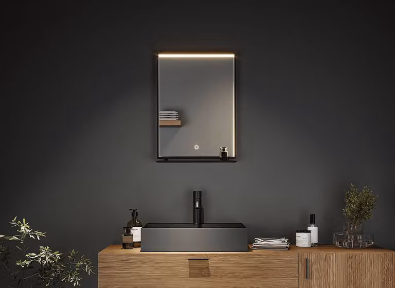 Paulmann Miro LED verlichte spiegel zwart B: 45 cm, H: 62 cm, D: 12 cm