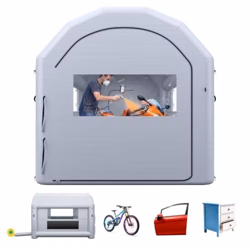 VEVOR Opblaasbare Spuitcabine Grijs, B/D/H: 400 x 300 x 275 cm, met 750W Ventilator en Actieve Koolstoffiltratie
