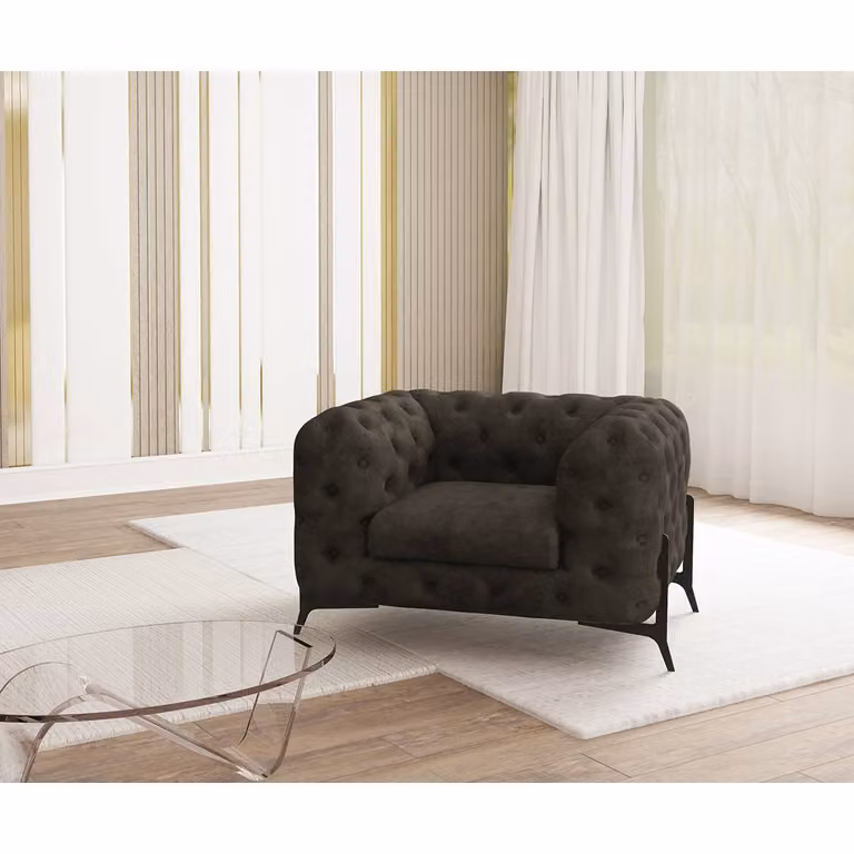 home24 Priya Fauteuil grijs microvezel B/D/H: 125 x 73 x 100 cm
