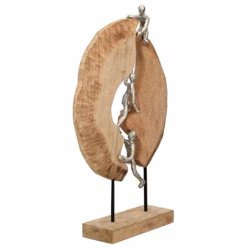Gilde Sculptuur van aluminium en mangohout in natuurlijke kleuren, Hoogte: 36 cm, Breedte: 35 cm