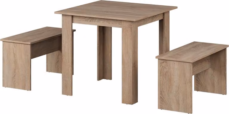 Vicco Sentio Sonoma Eettafelset met 2 banken, B/D/H: 80 x 80 x 73 cm