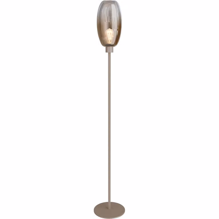Masterlight Glazen vloerlamp Olive beige met aluminium - 1x E27