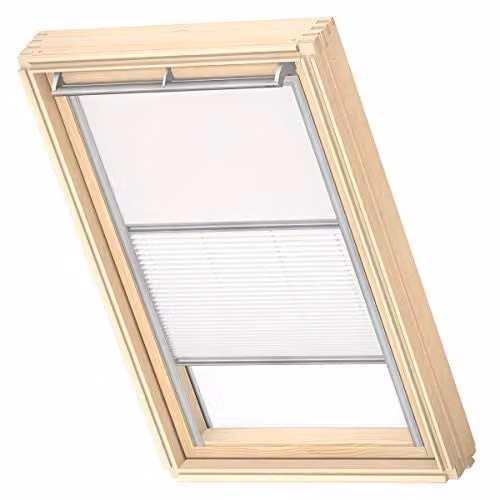 VELUX Verduisterend Rolgordijn Plissé Wit met Grijze Geleiders UK08