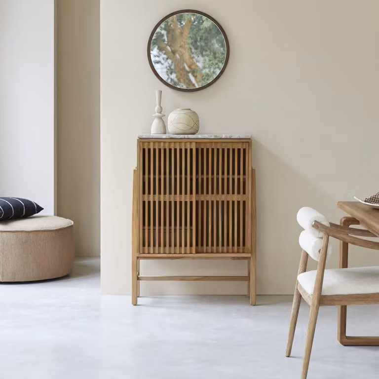 Tikamoon Isaure Dressoir van massief teakhout en terrazzo - Bruin - B: 80 cm