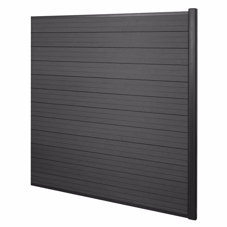 Mendler WPC-schuttingpaneel Sarthe windscherm met aluminium palen uitbreidingselement, antraciet, 1,85 meter