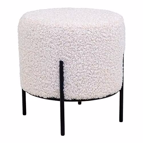 House Collection Morten Zitzak en Poef Wit Teddy Boucle Ø 35,5 cm