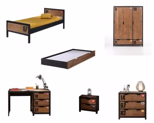 Vipack Alex meubelset voor slaapkamer en home office met bureau, kast en dressoir