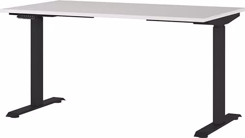 Germania elektrisch in hoogte verstelbaar bureau in grijs, zwart en wit, B: 140 cm, H: 80 cm, D: 120 cm