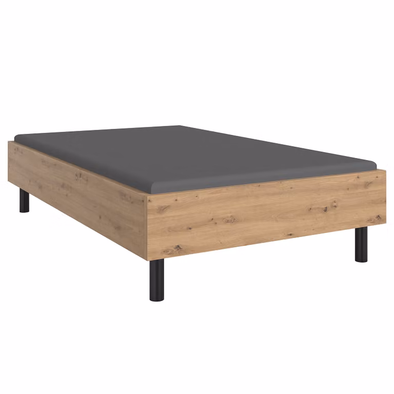 home24 Futonbed Easy in Artisan eikenhout look, Bruin, B/D/H: 120 x 200 x 60 cm