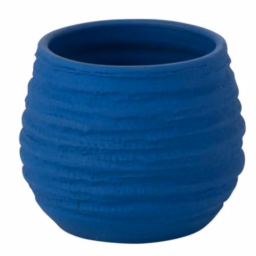 J-Line Cachepot Fiesta Keramisch Blauw Small Ø 14 cm