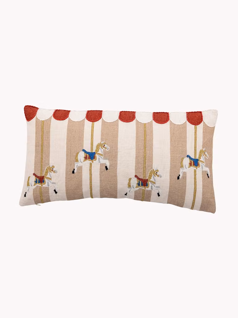 Bloomingville Merry-go-round sierkussen, beige/multicolleur, katoen, 60 x 30 cm