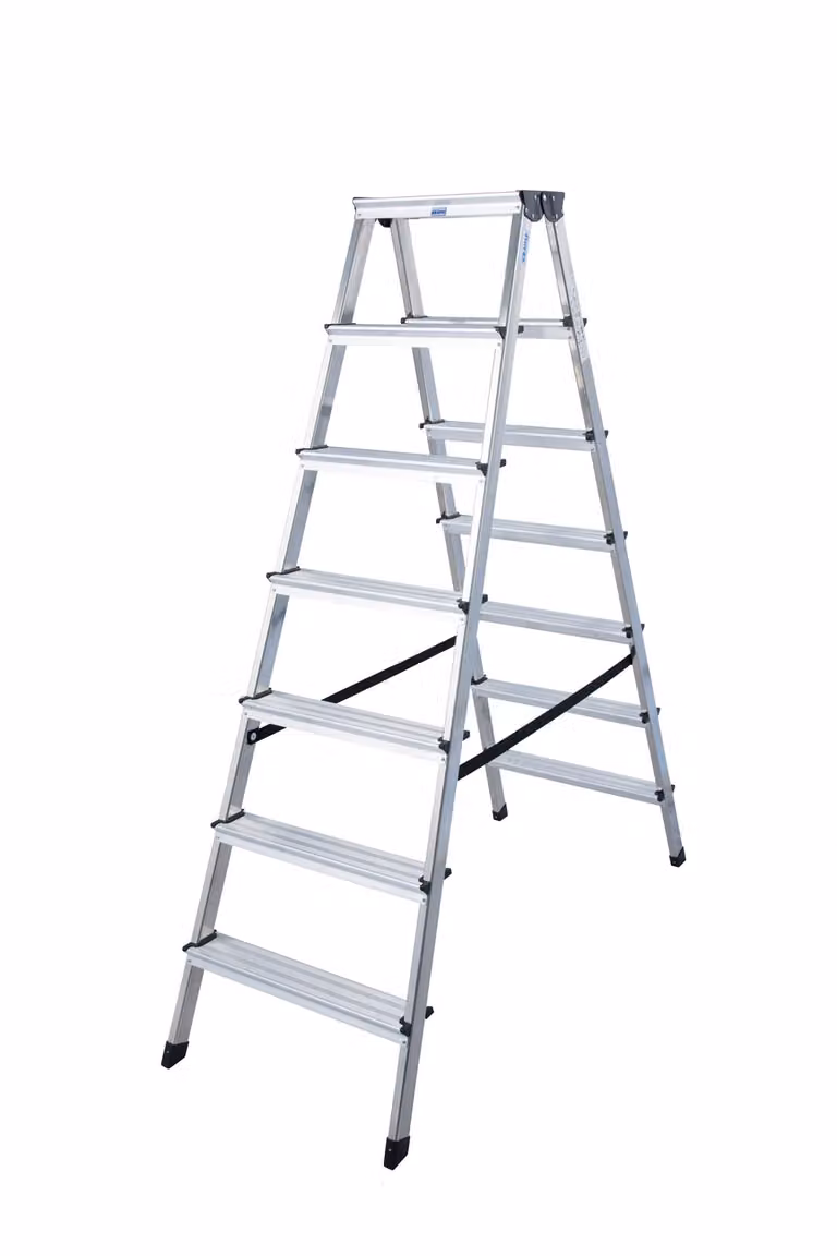 Krause aluminium dubbele trap met 2 x 7 treden