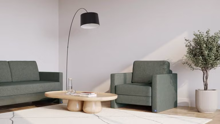 BRUNO slaapstoel Aurora Forest groen met massief houten frame en boxspringcomfort